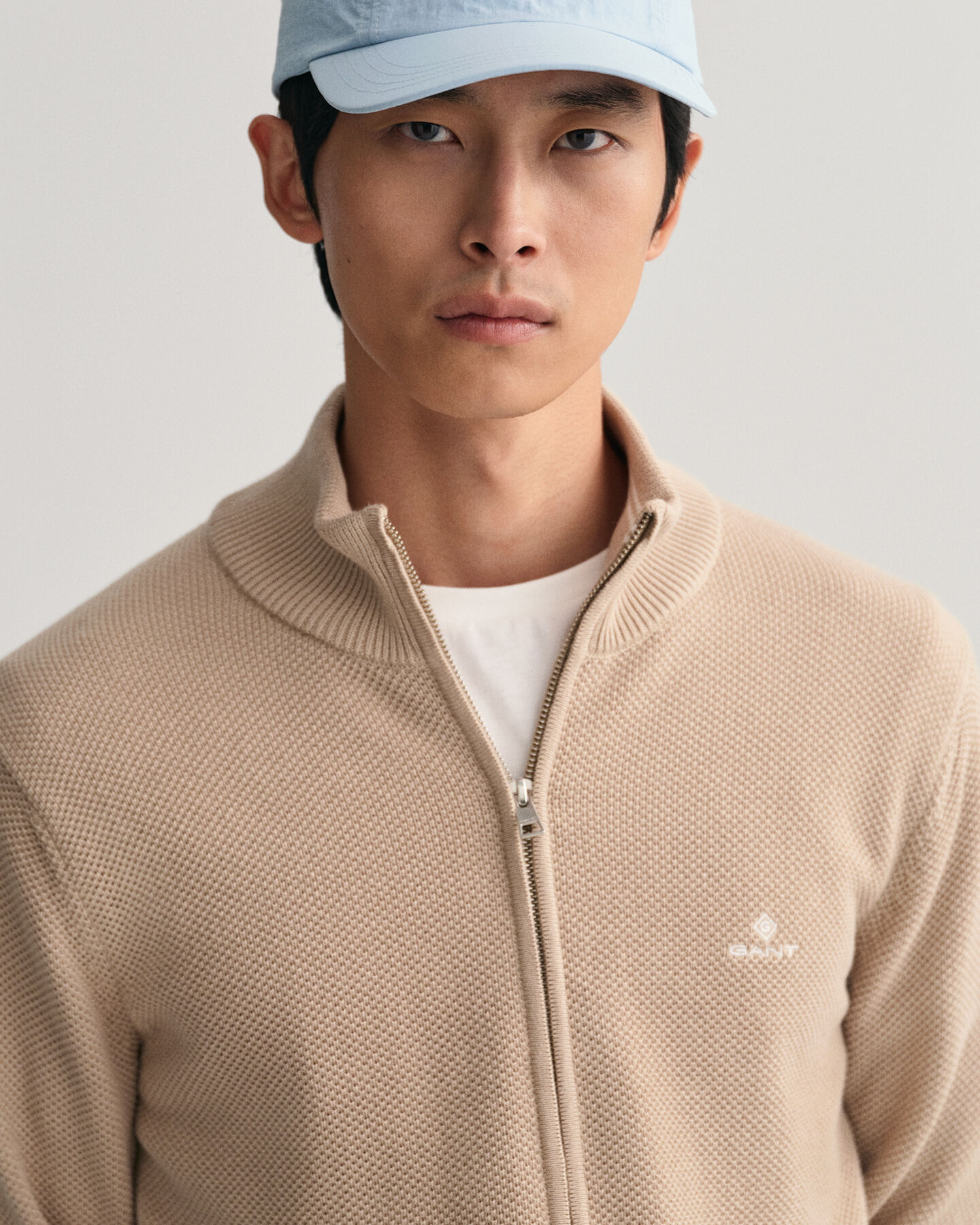 C&aacute;rdigan en piqu&eacute; de algod&oacute;n con cremallera