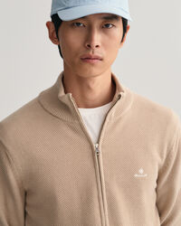 C&aacute;rdigan en piqu&eacute; de algod&oacute;n con cremallera