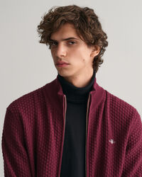 C&aacute;rdigan de algod&oacute;n con cremallera y textura