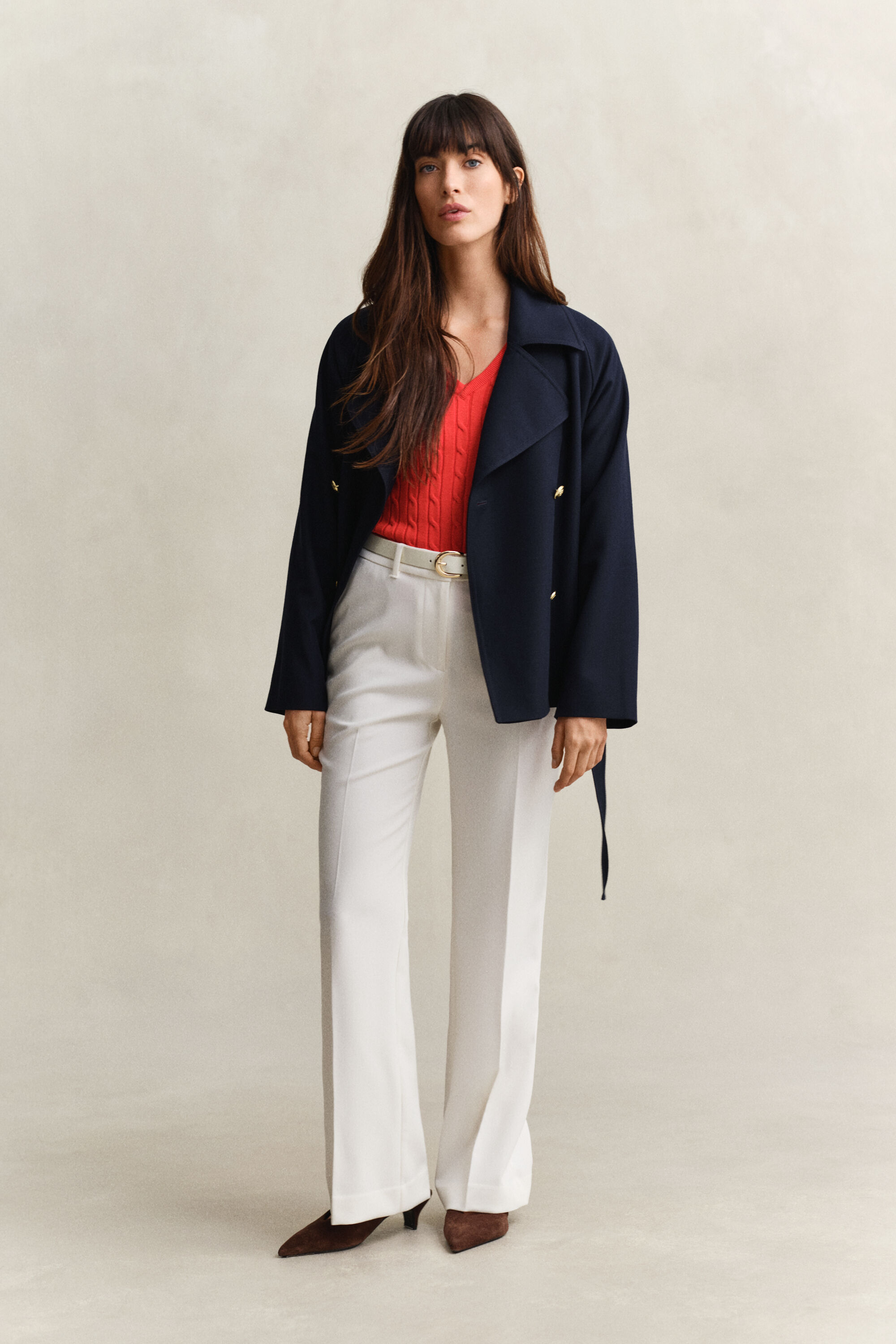 Jersey de cuello de pico en punto de ochos