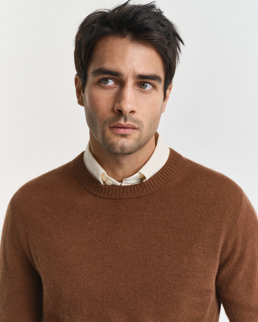 Jersey de cuello redondo en cachemir