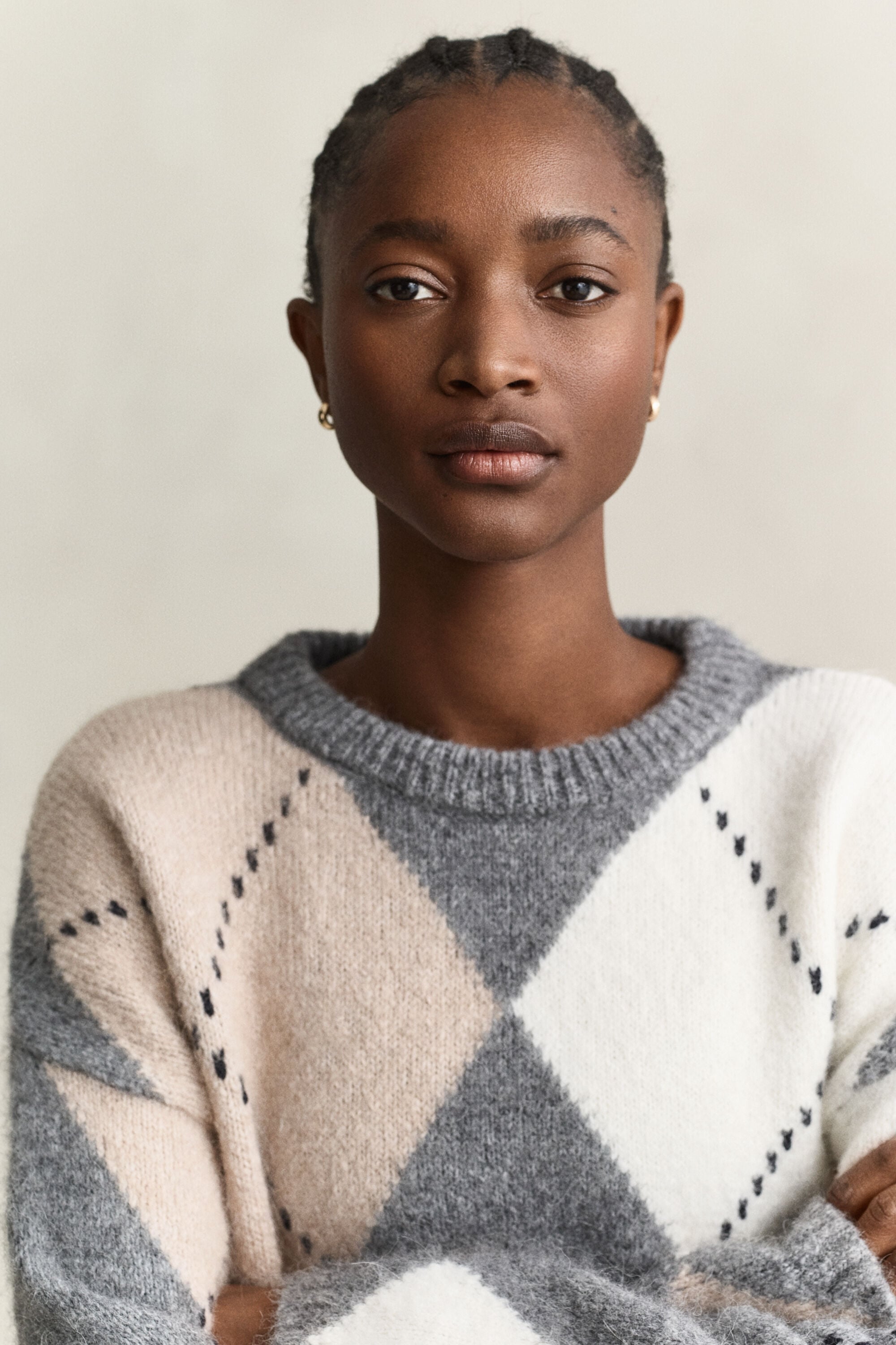 Jersey de rombos en mezcla de lana de alpaca