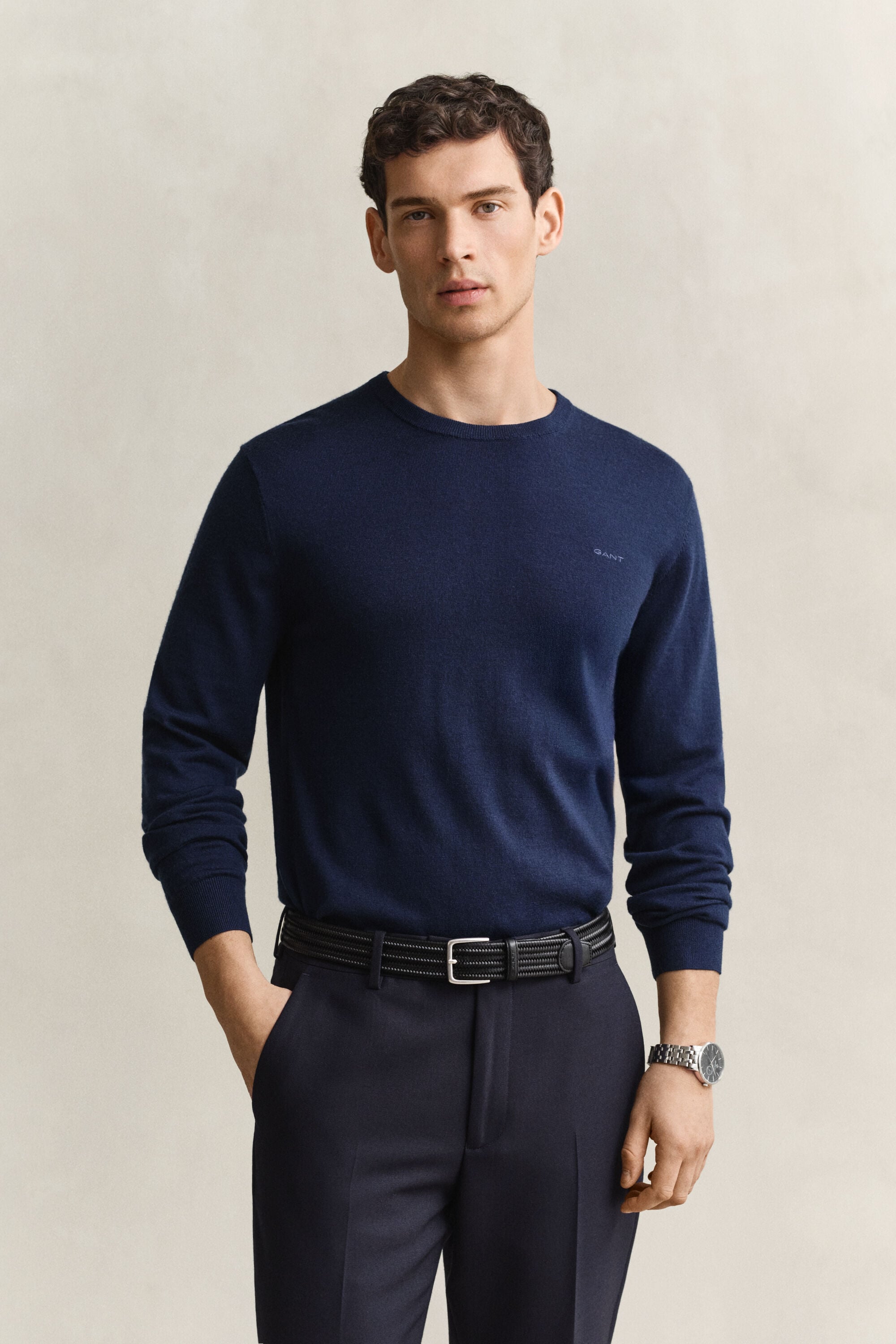 Jersey de lana merino con cuello redondo