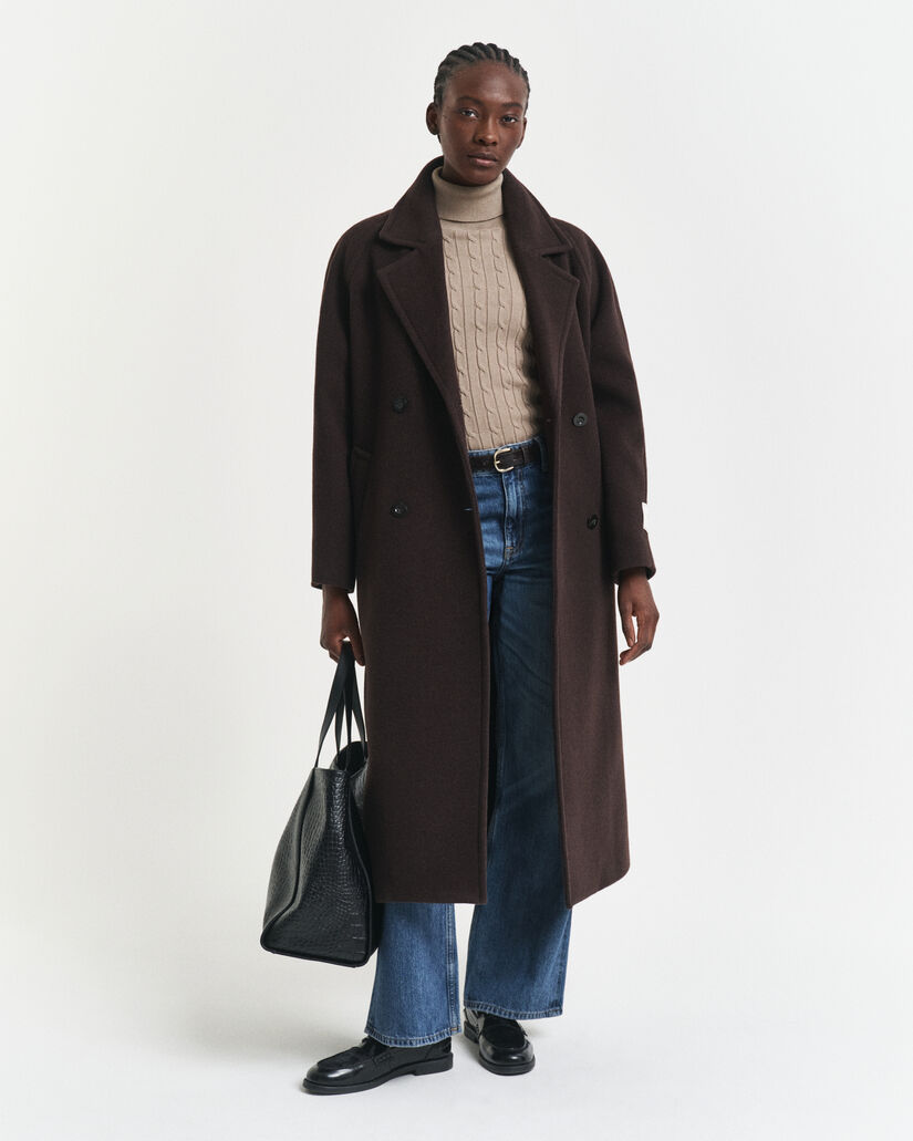 Jersey de punto de ochos en algodón elástico con cuello de cisne