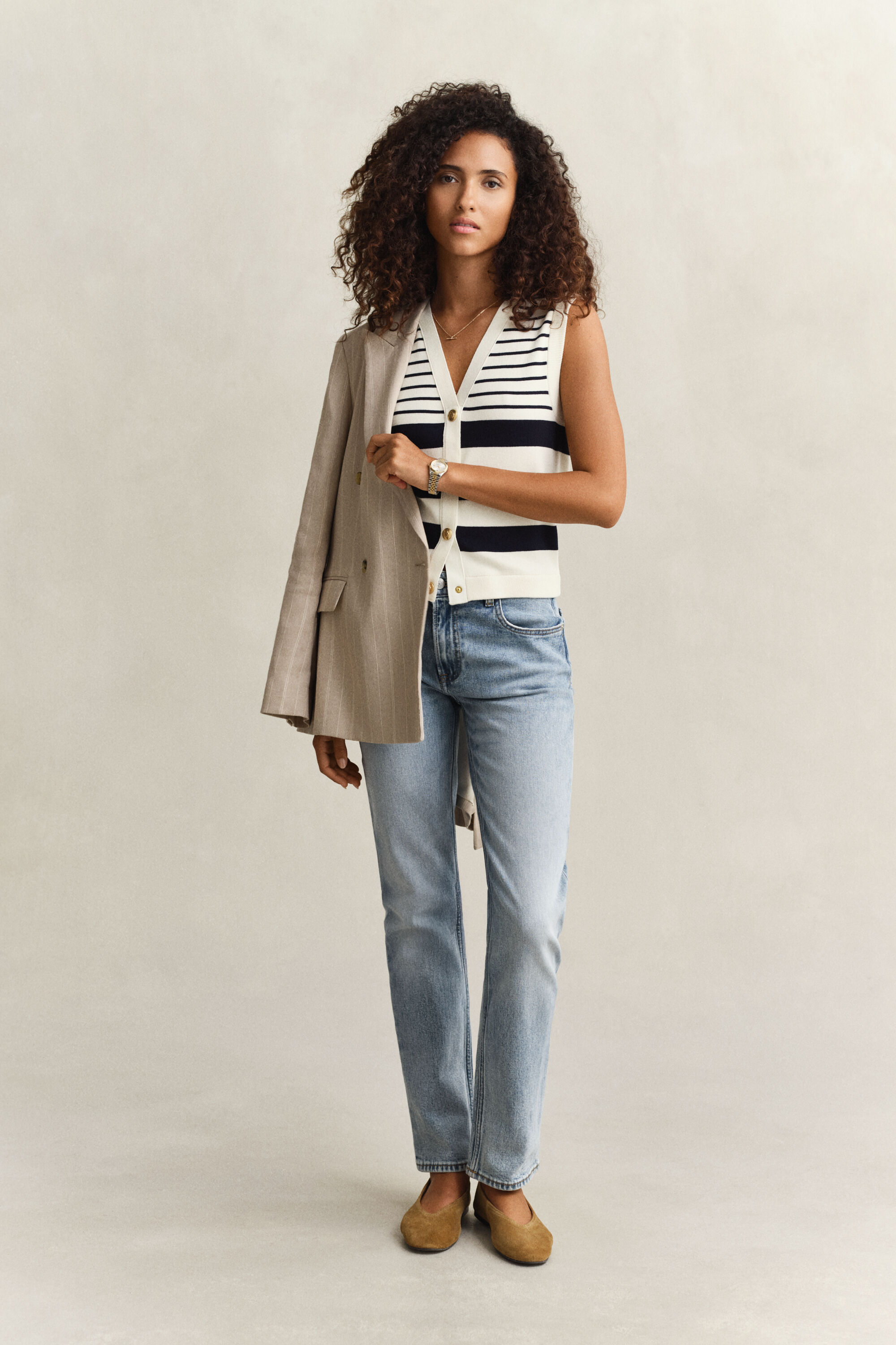 Chaleco de punto a rayas