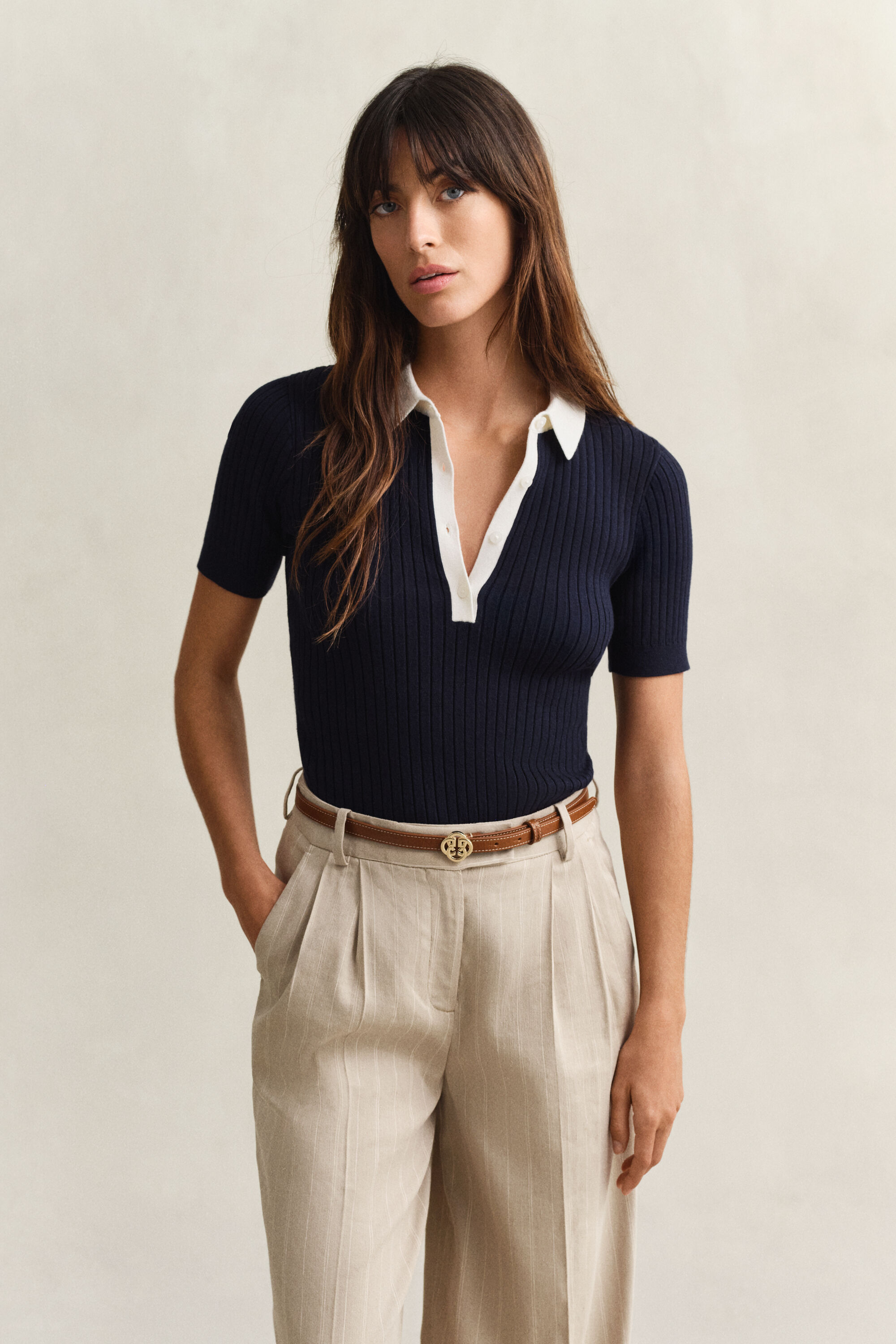 Rugger de manga corta acanalado