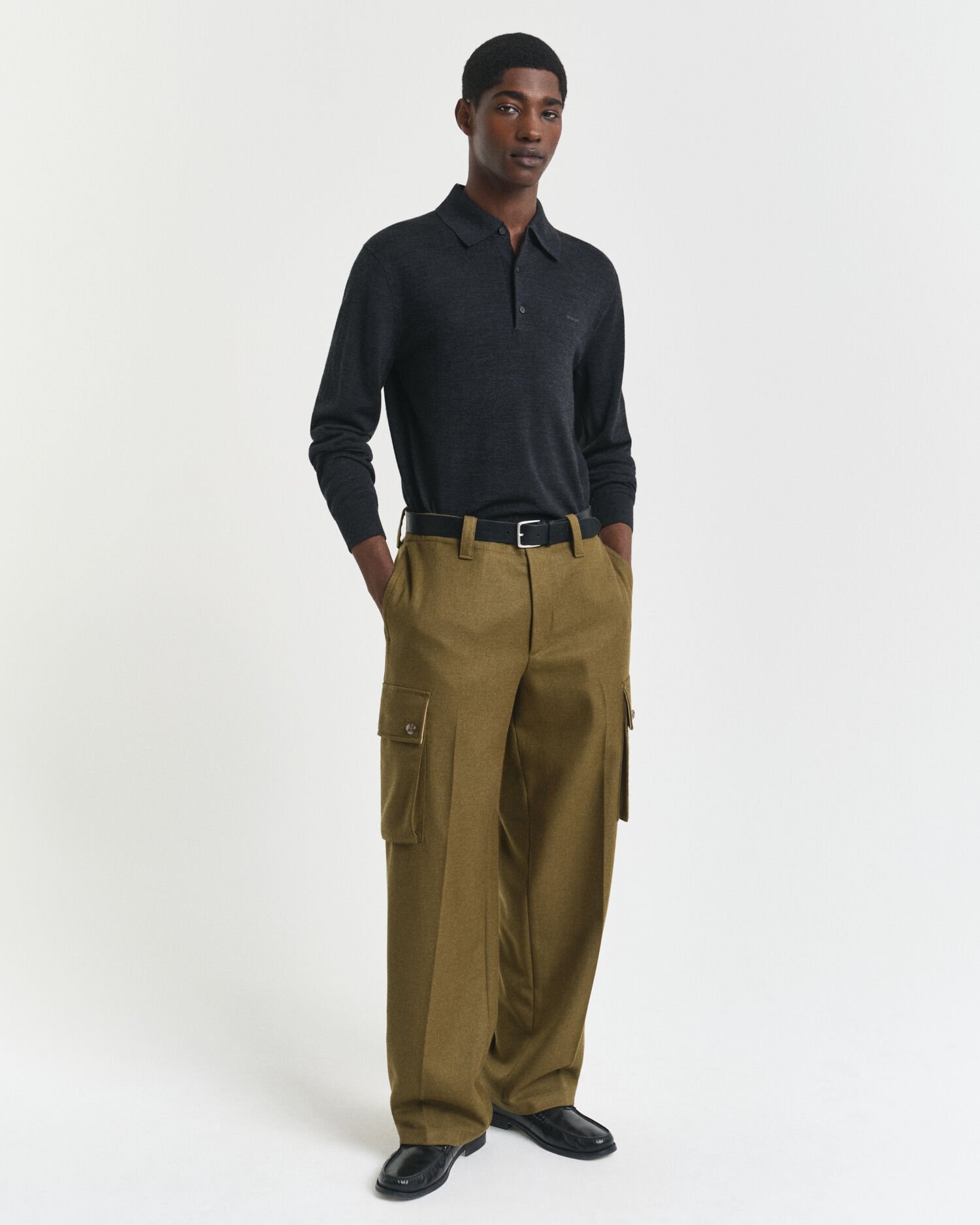 Jersey tipo polo de lana merino extrafina