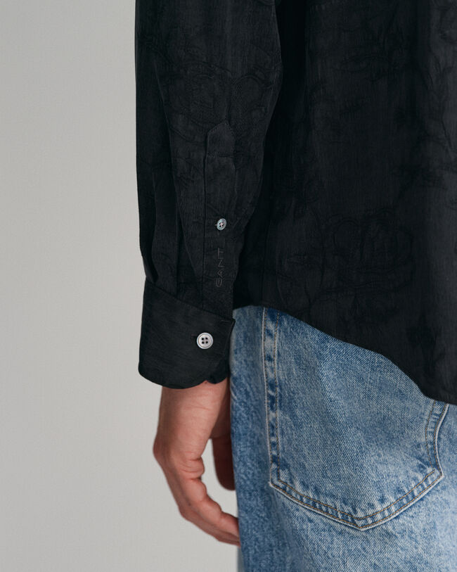 Camisa Relaxed Fit de jacquard en cupro y viscosa