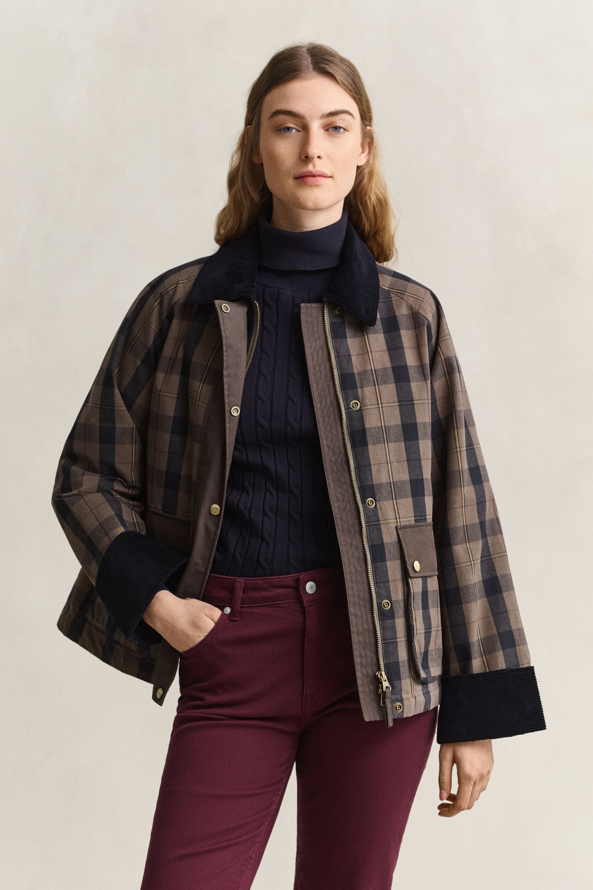 Chaqueta encerada a cuadros