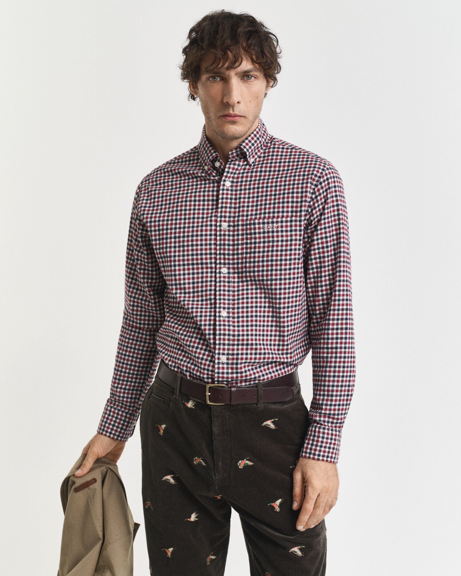 Camisa Regular Fit de sarga a cuadros Vichy