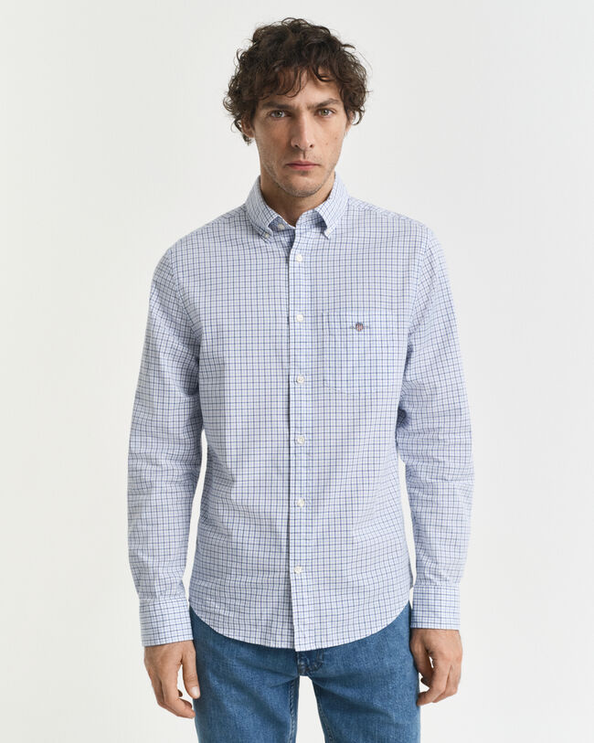 Camisa Regular Fit clásica de popelina a cuadros pequeños
