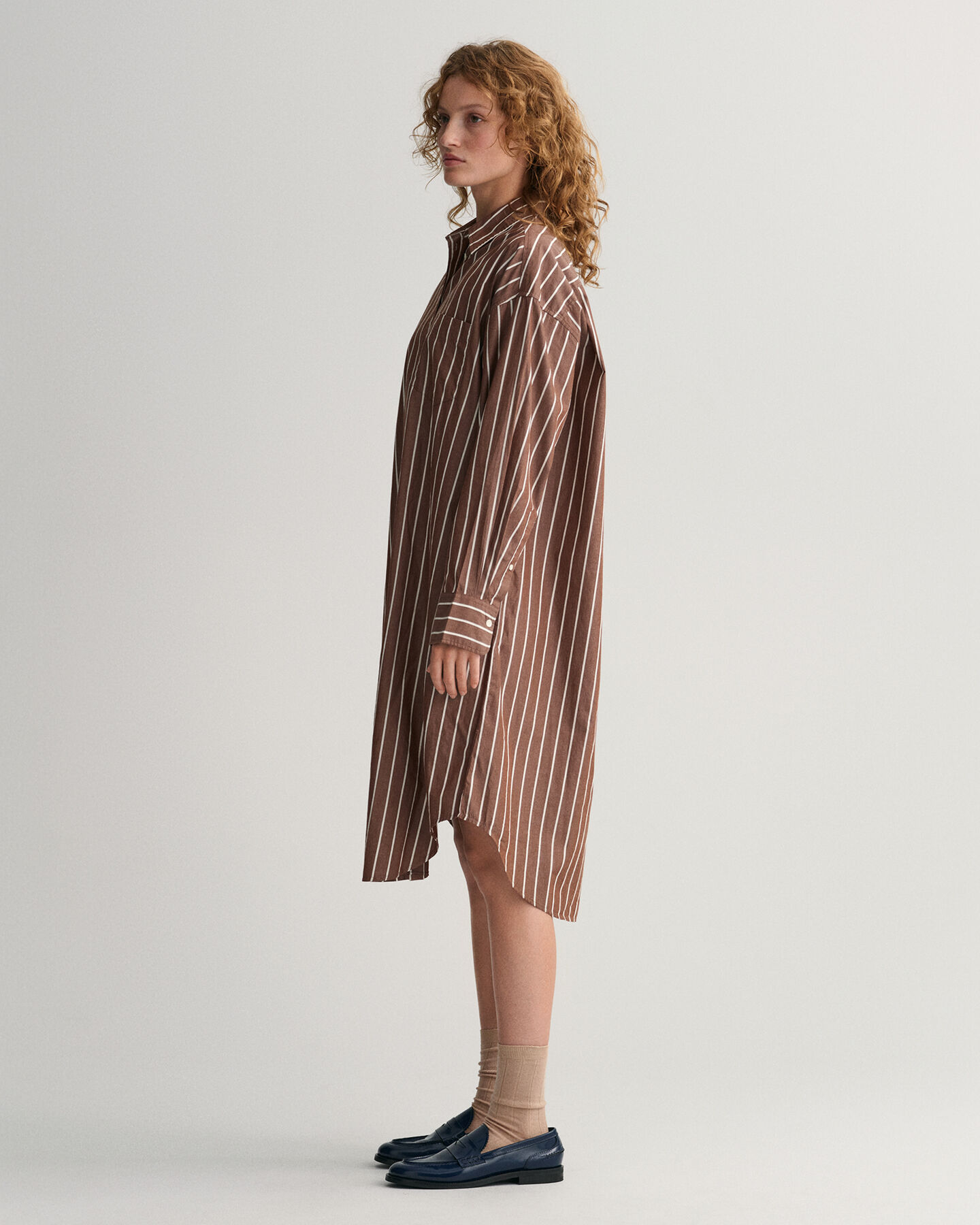 Vestido camisero extragrande a rayas