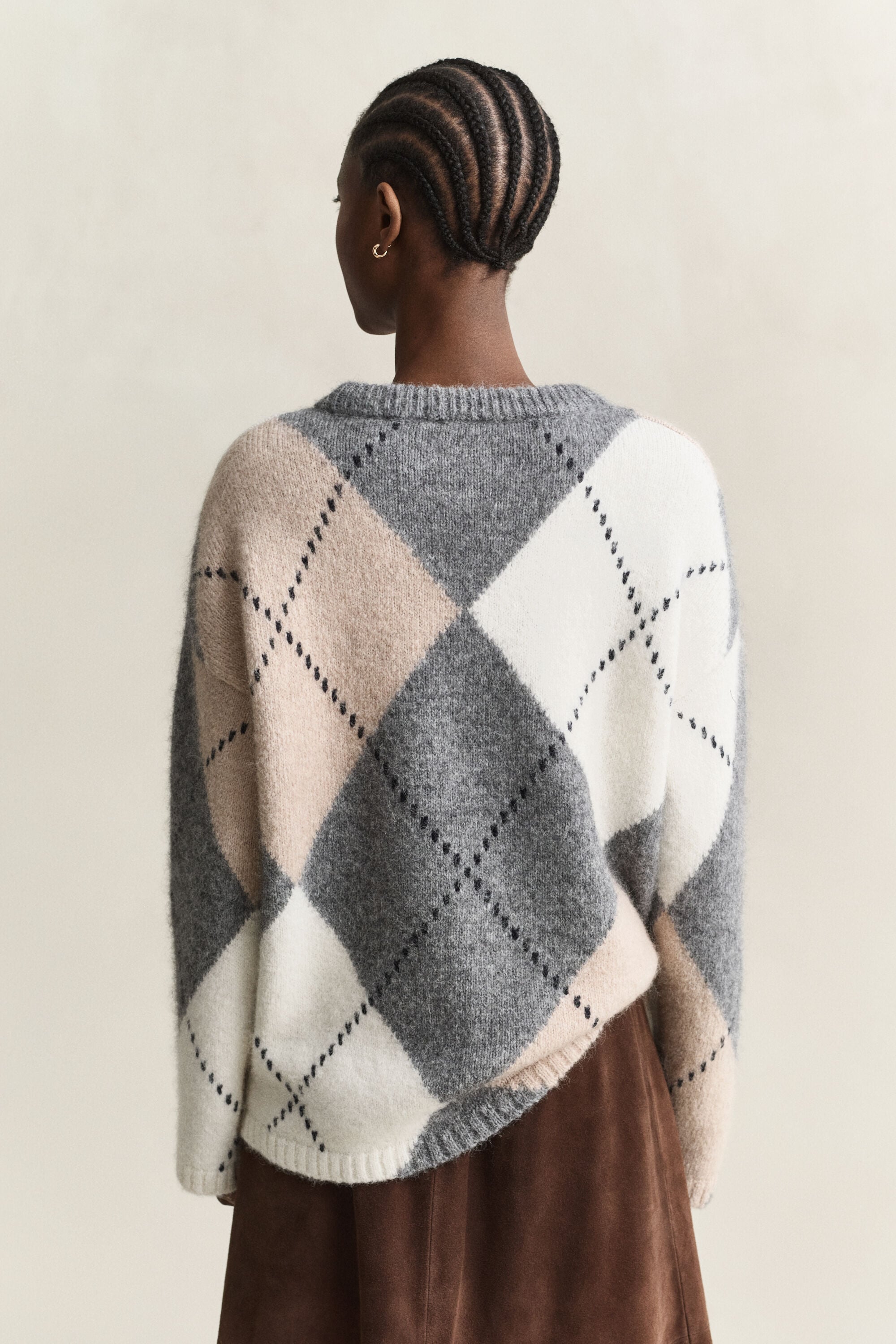 Jersey de rombos en mezcla de lana de alpaca