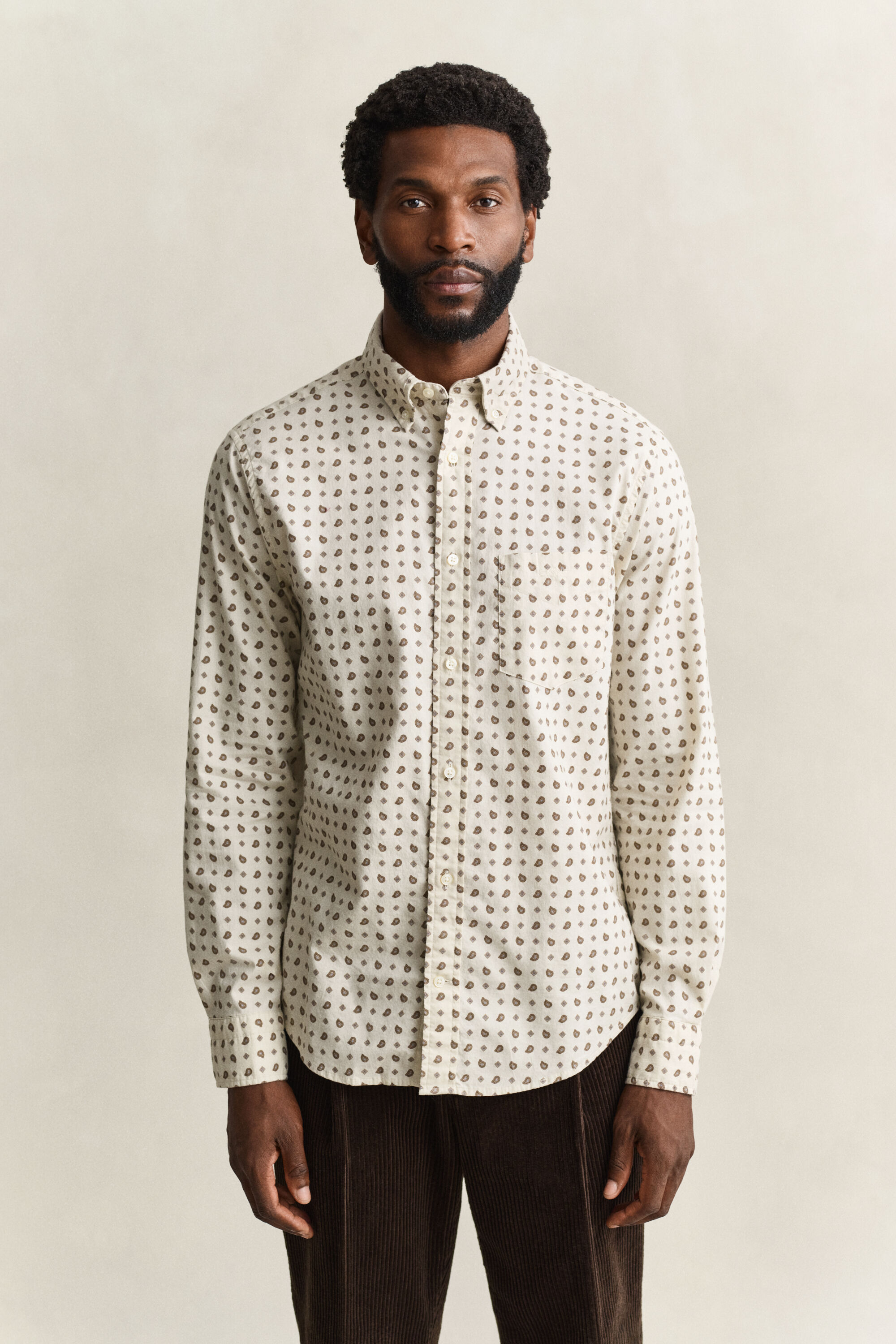Camisa de sarga con estampado de cachemir