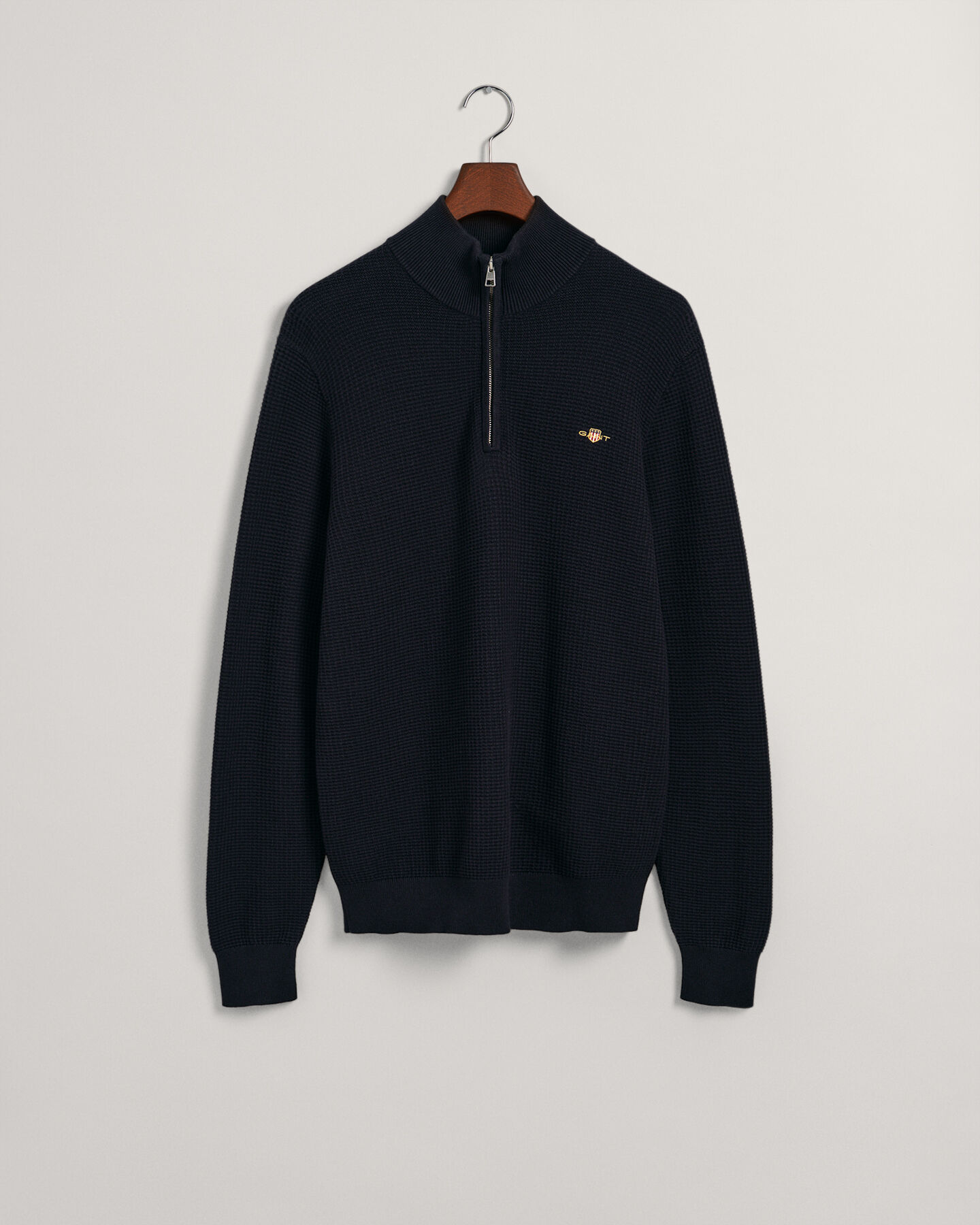 Jersey de algodón con media cremallera Textured