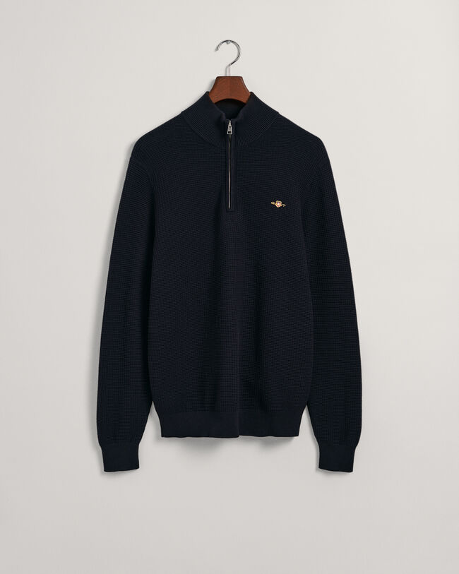 Jersey de algodón con media cremallera Textured