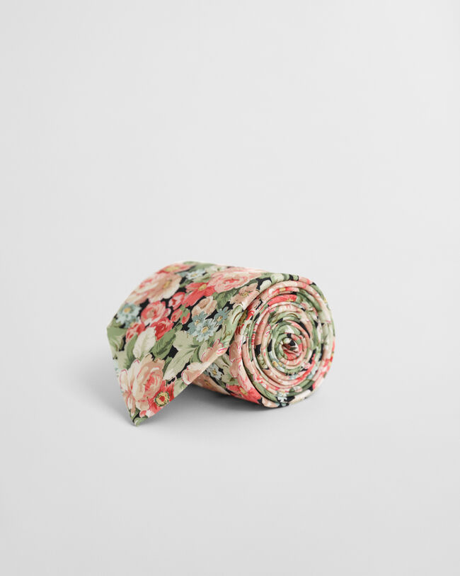 Corbata de seda con estampado floral
