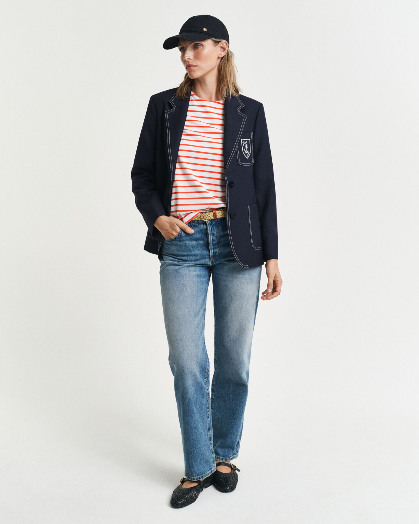 Camiseta de manga 3/4 a rayas bretonas