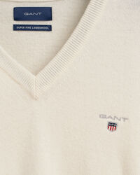 Jersey de cuello de pico en lana de oveja muy fina