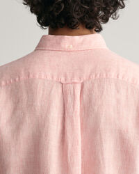 Camisa Regular Fit de manga corta y lino a rayas