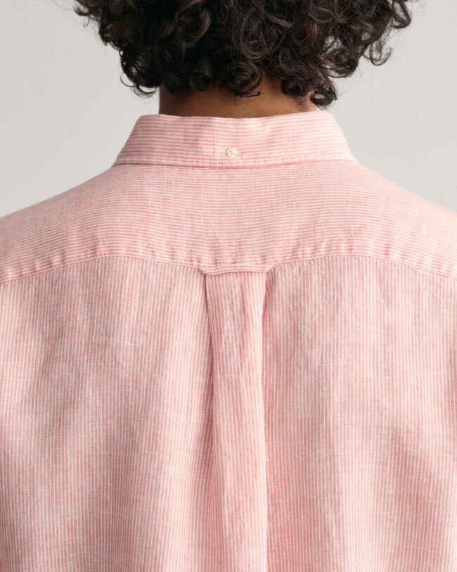 Camisa Regular Fit de manga corta y lino a rayas