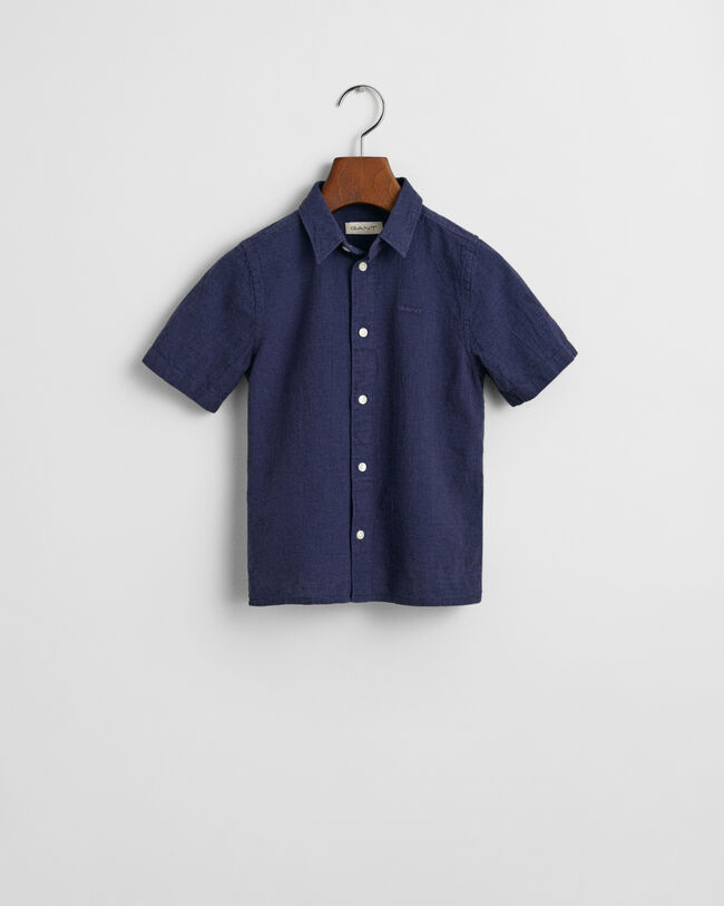 Camisa de manga corta en algod&oacute;n y lino Kids