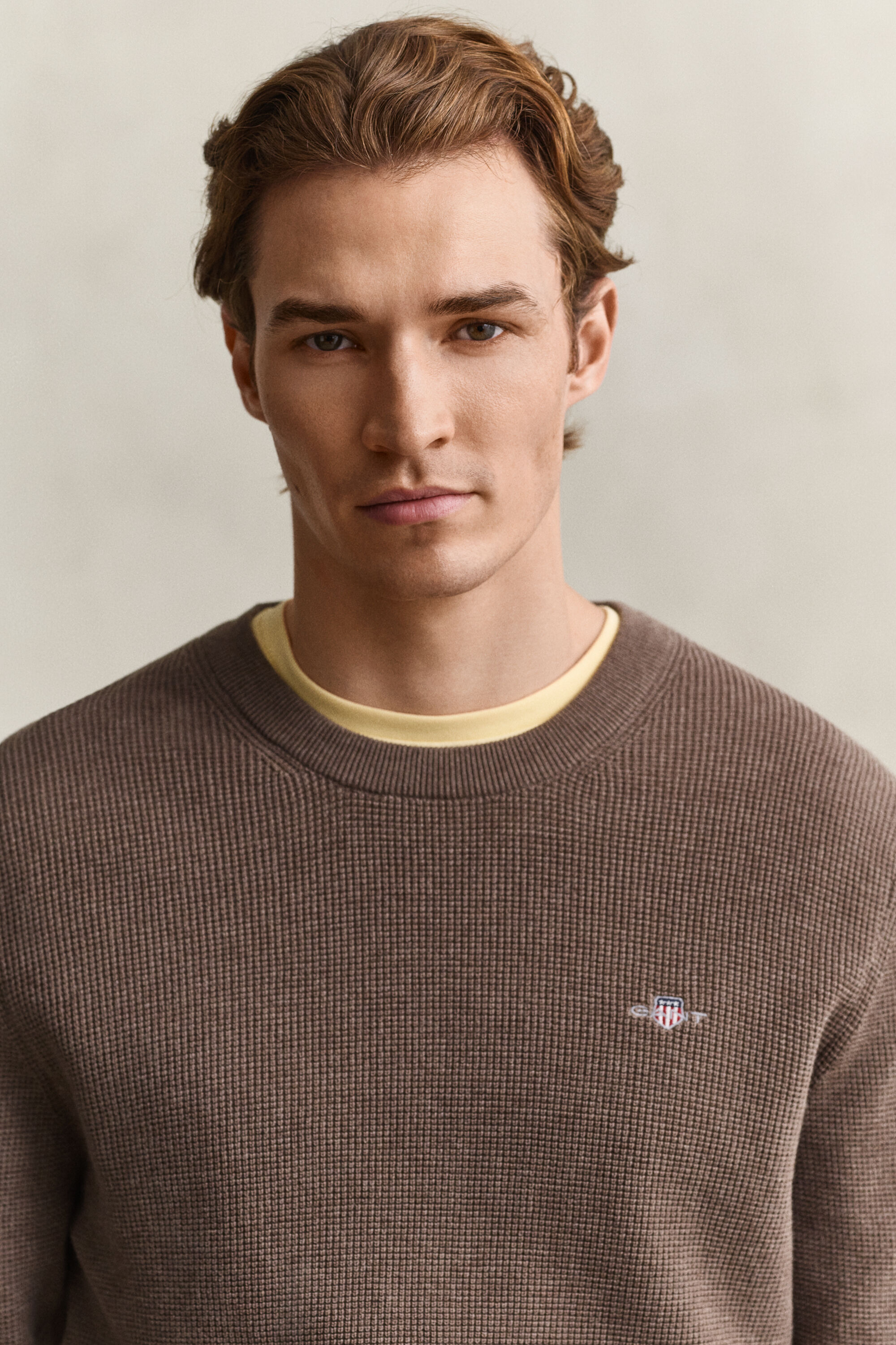 Jersey de algodón con cuello redondo Textured