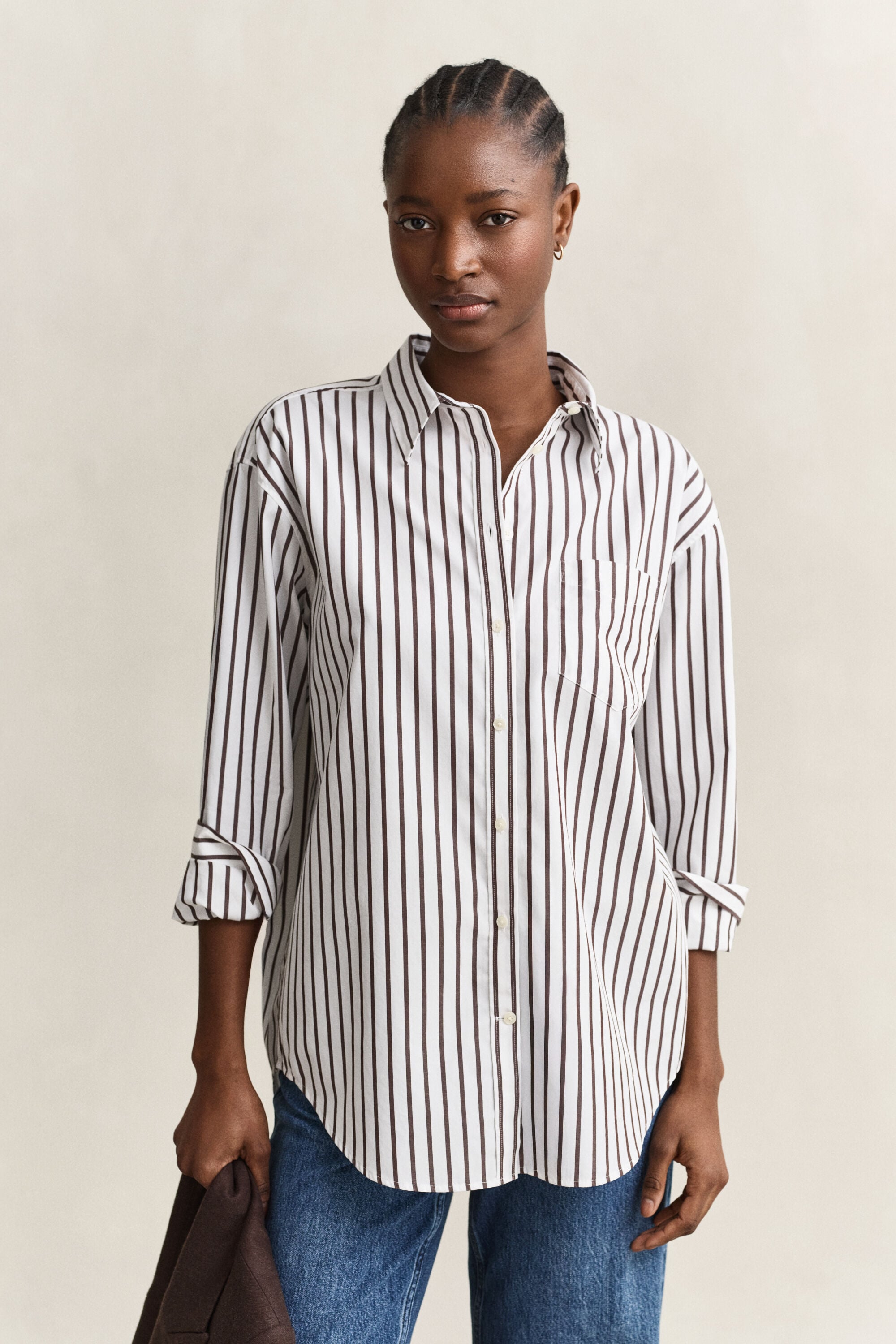 Camisa Relaxed Fit clásica de popelina a rayas