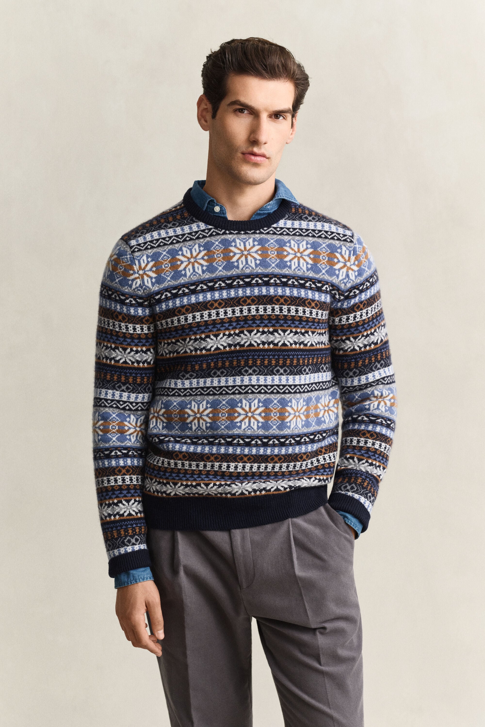 Jersey de cuello redondo Fair Isle