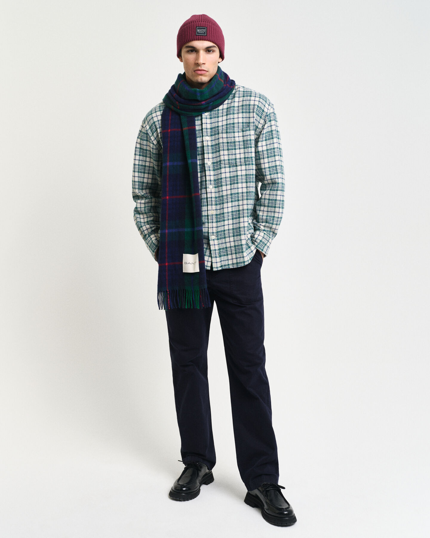 Camisa extragrande de cuadros con textura