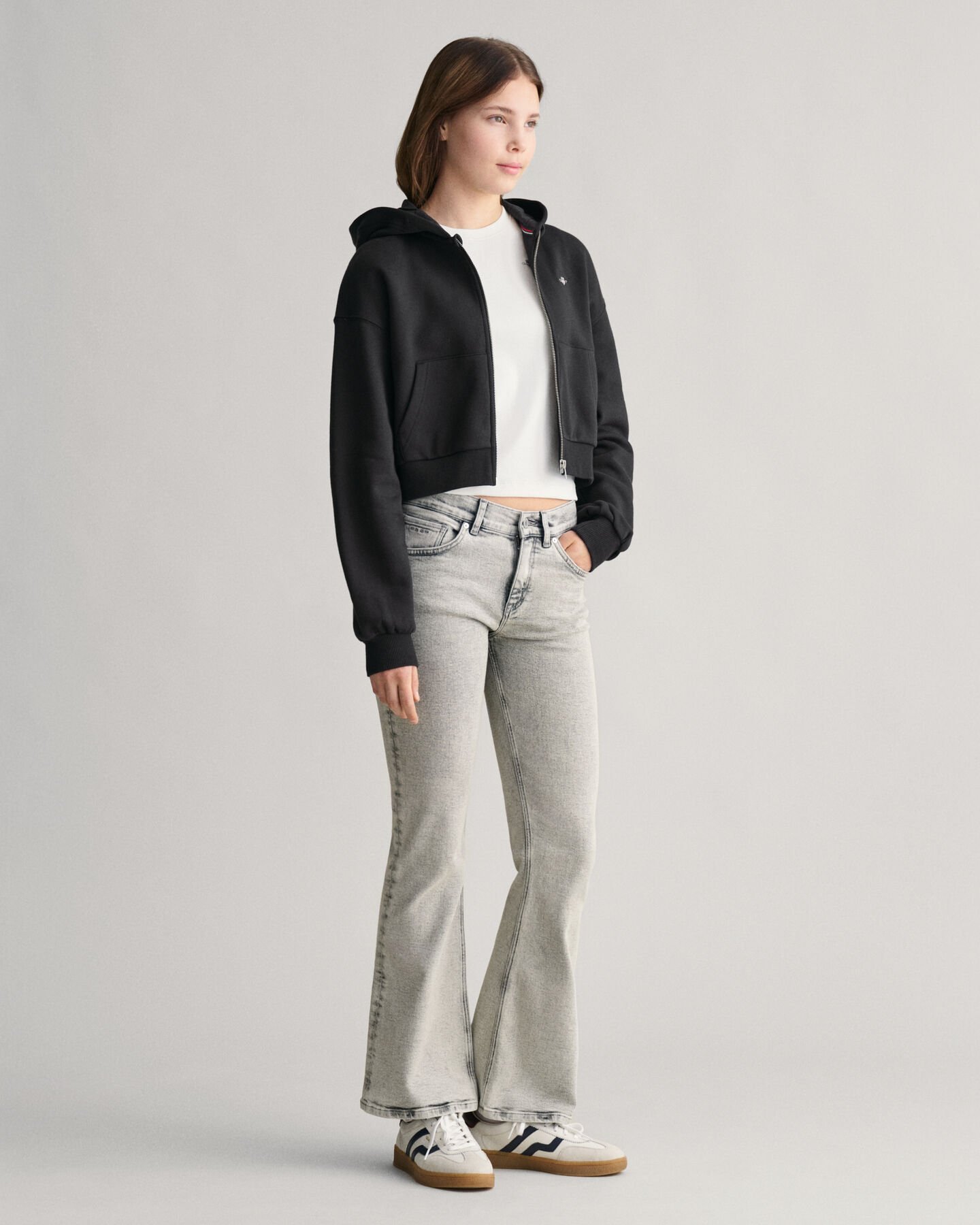 Sudadera corta con cremallera y capucha Shield Teen Girls