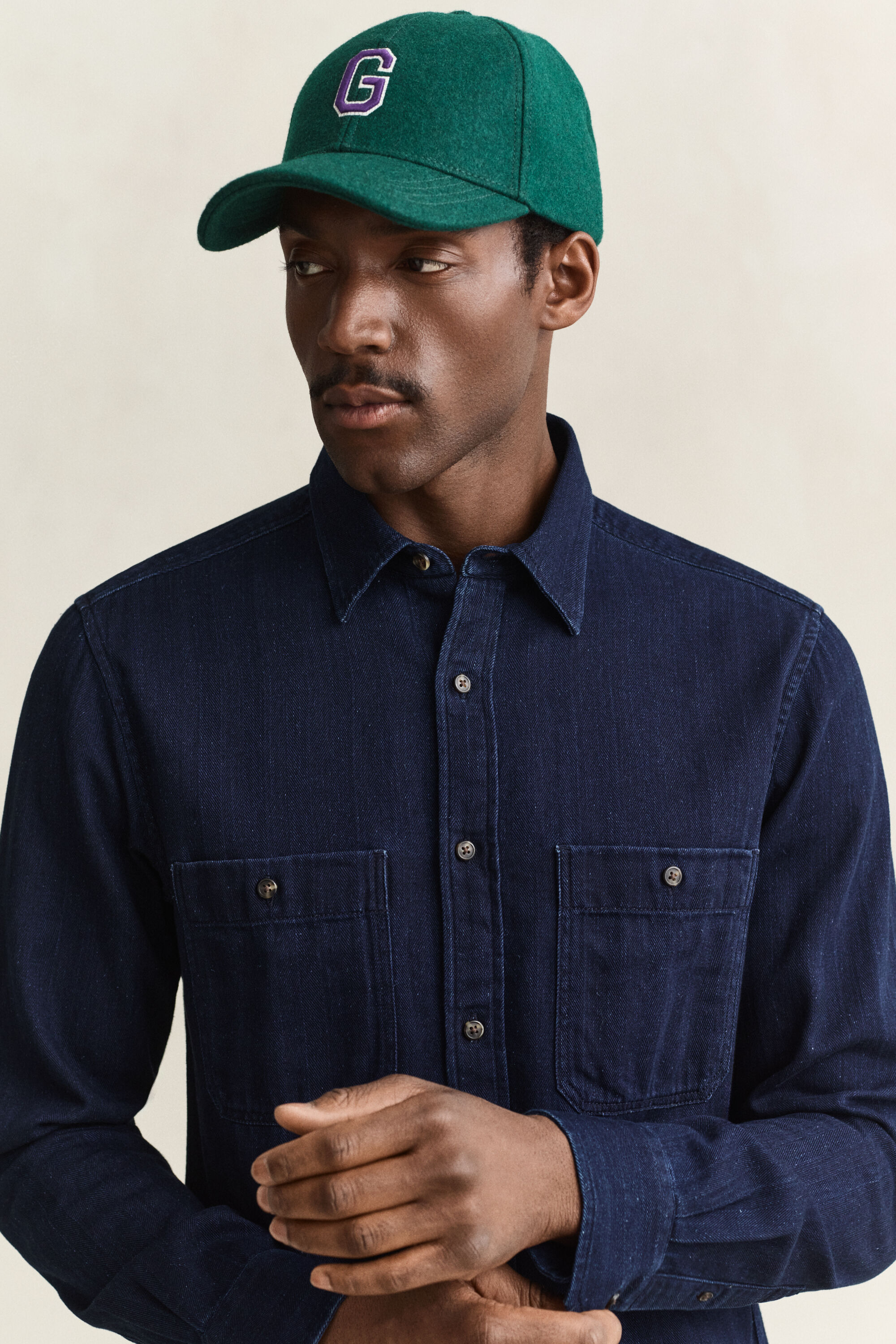 Camisa con diseño de espiga añil