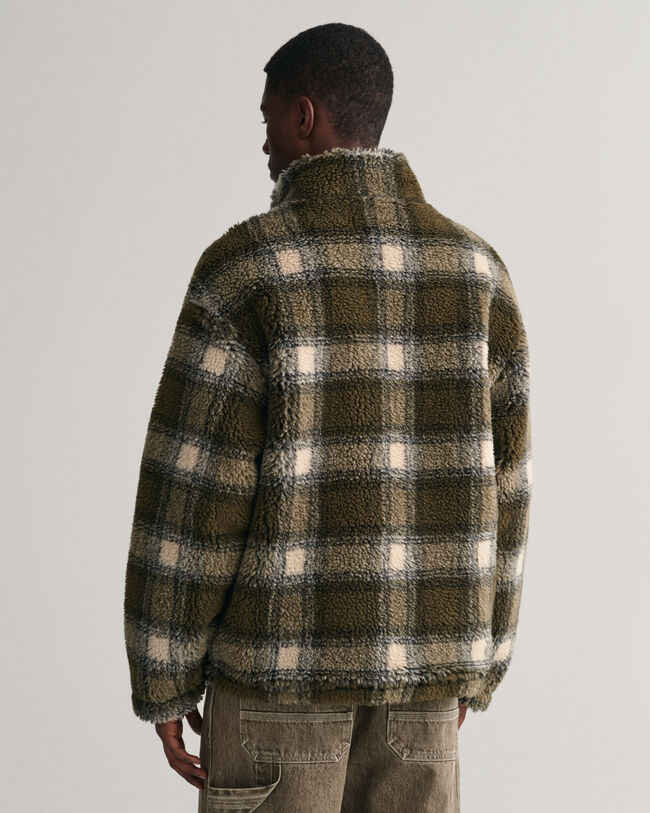 Chaqueta polar a cuadros con cremallera