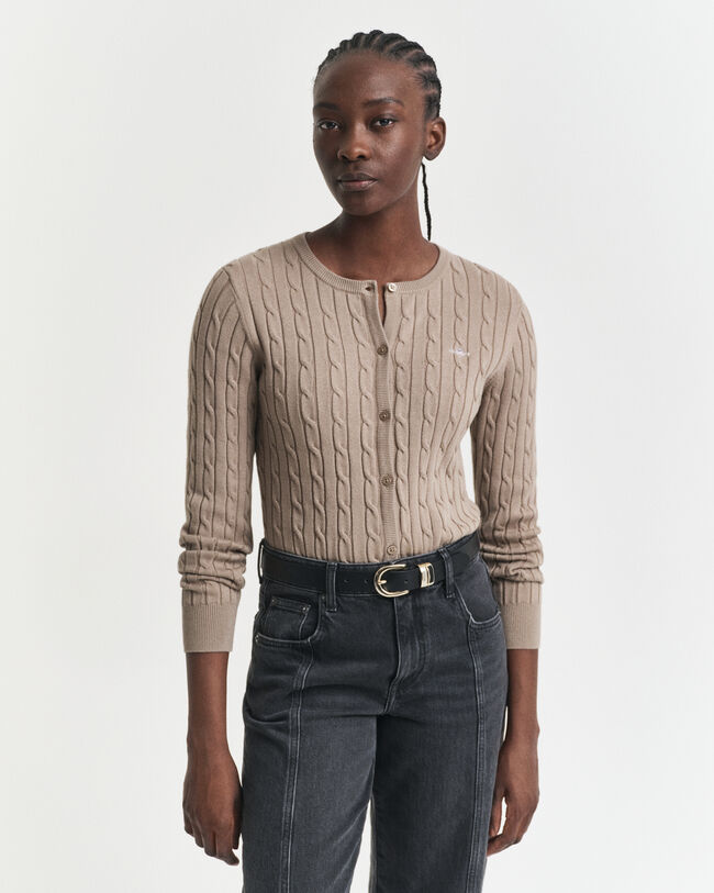 Cárdigan de punto de ochos en algodón elástico