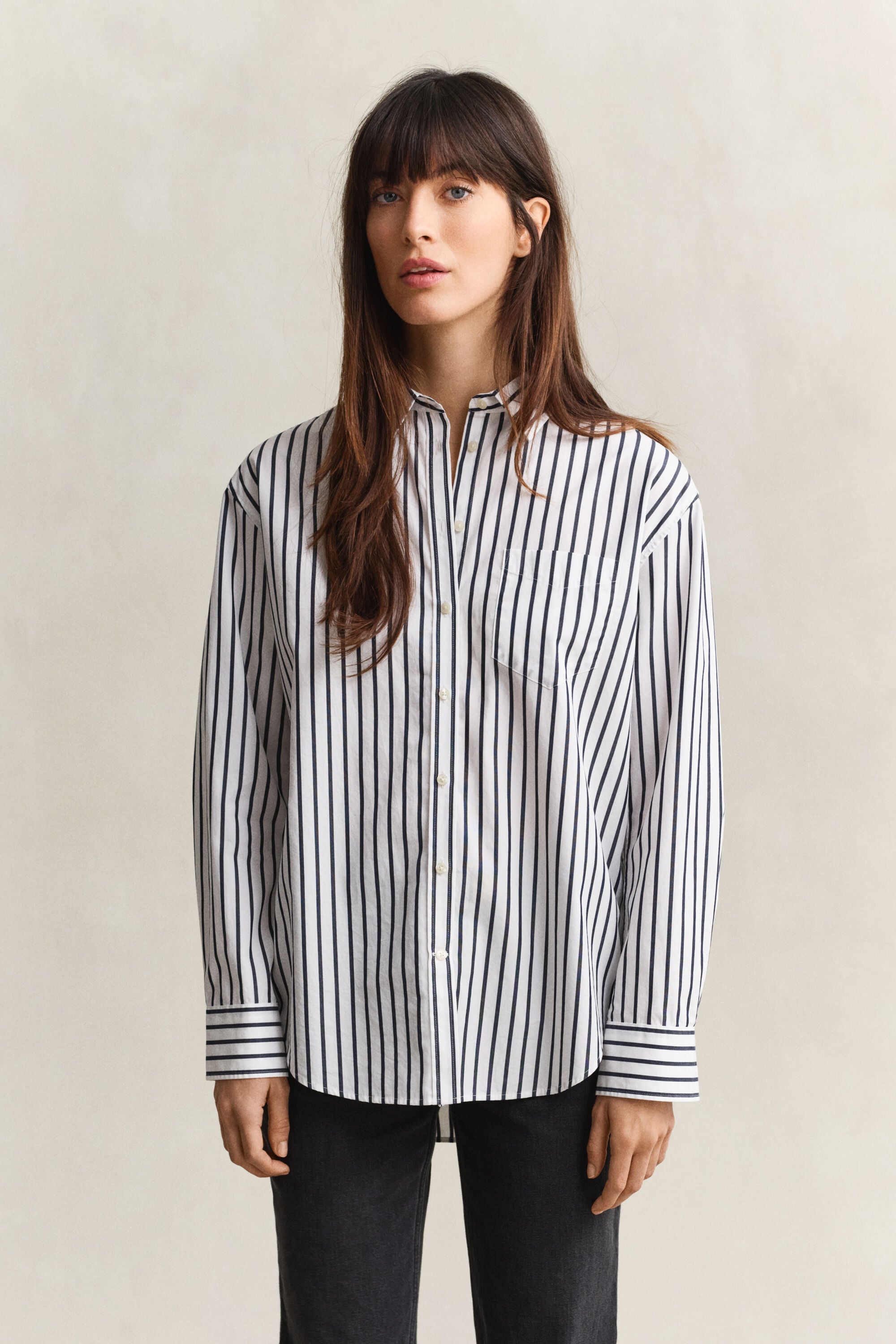 Camisa Relaxed Fit clásica de popelina a rayas