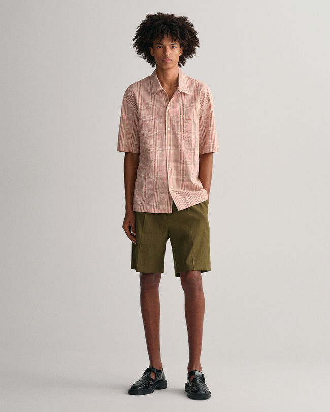 Camisa Relaxed Fit de manga corta y cuadros Seersucker