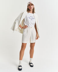 Pantalones cortos de lino con raya diplomática