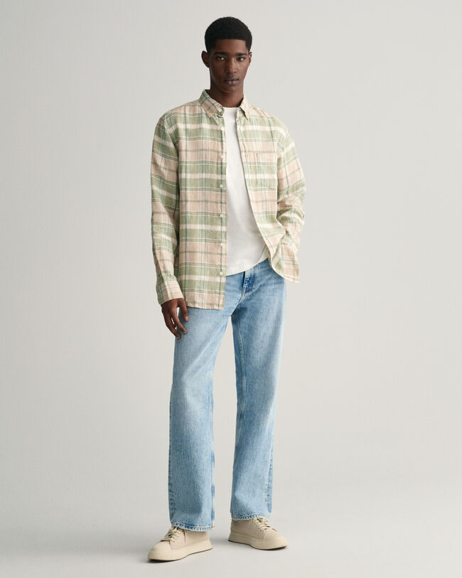 Camisa Regular Fit de lino y madr&aacute;s