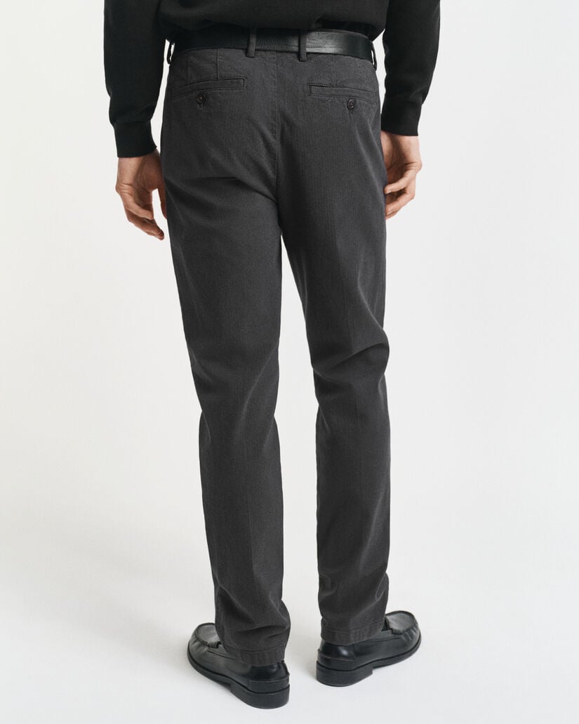 Pantalones Slim Fit de espiga de algodón