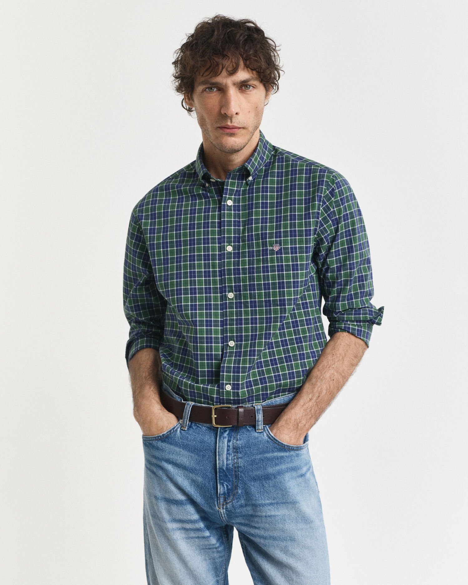 Camisa Regular Fit clásica de popelina a cuadros