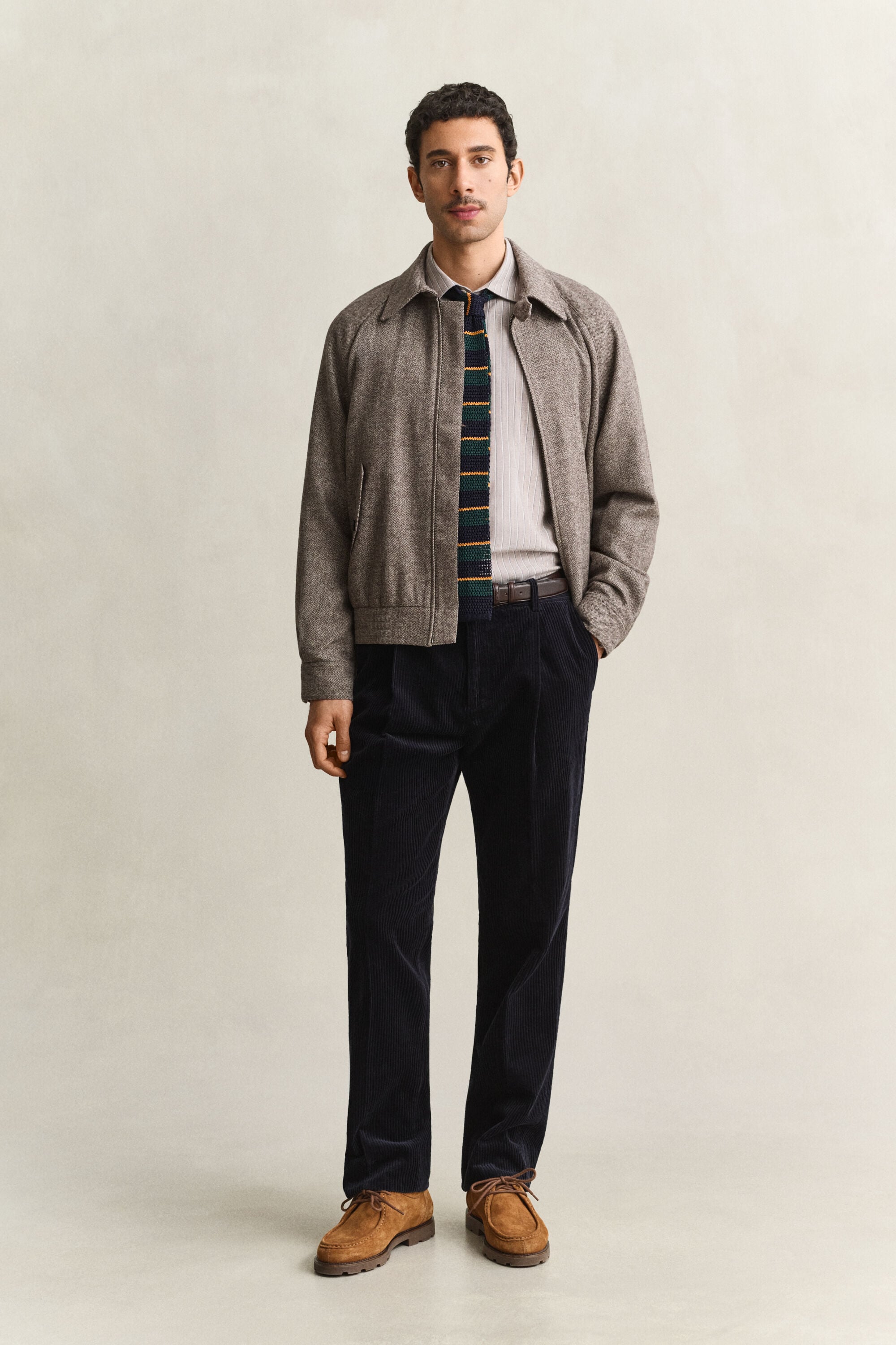 Camisa de franela jaspeada a rayas
