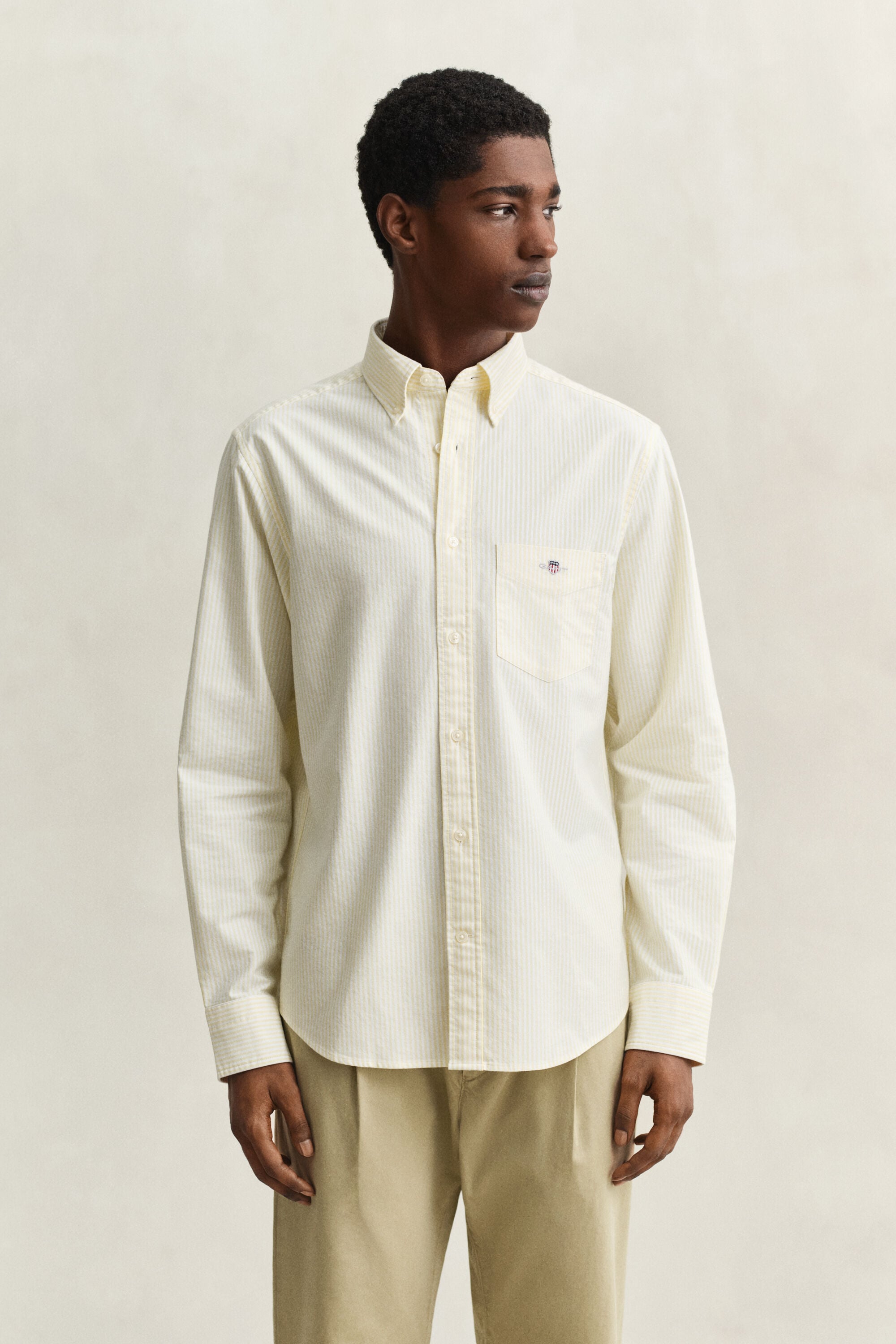 Camisa Oxford clásica de rayas finas