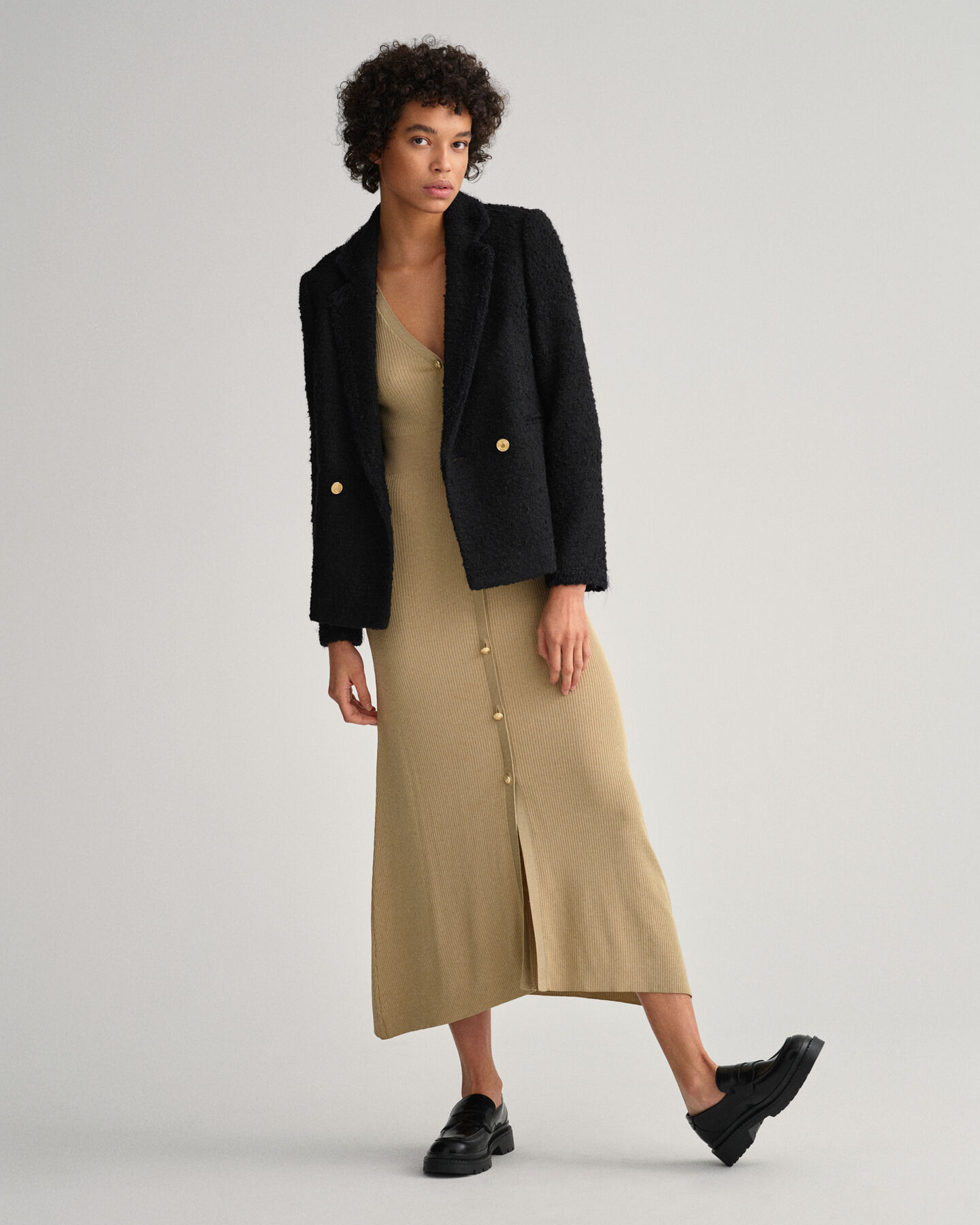 Vestido tipo cárdigan acanalado