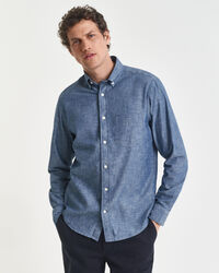 Camisa Regular Fit de cambray añil