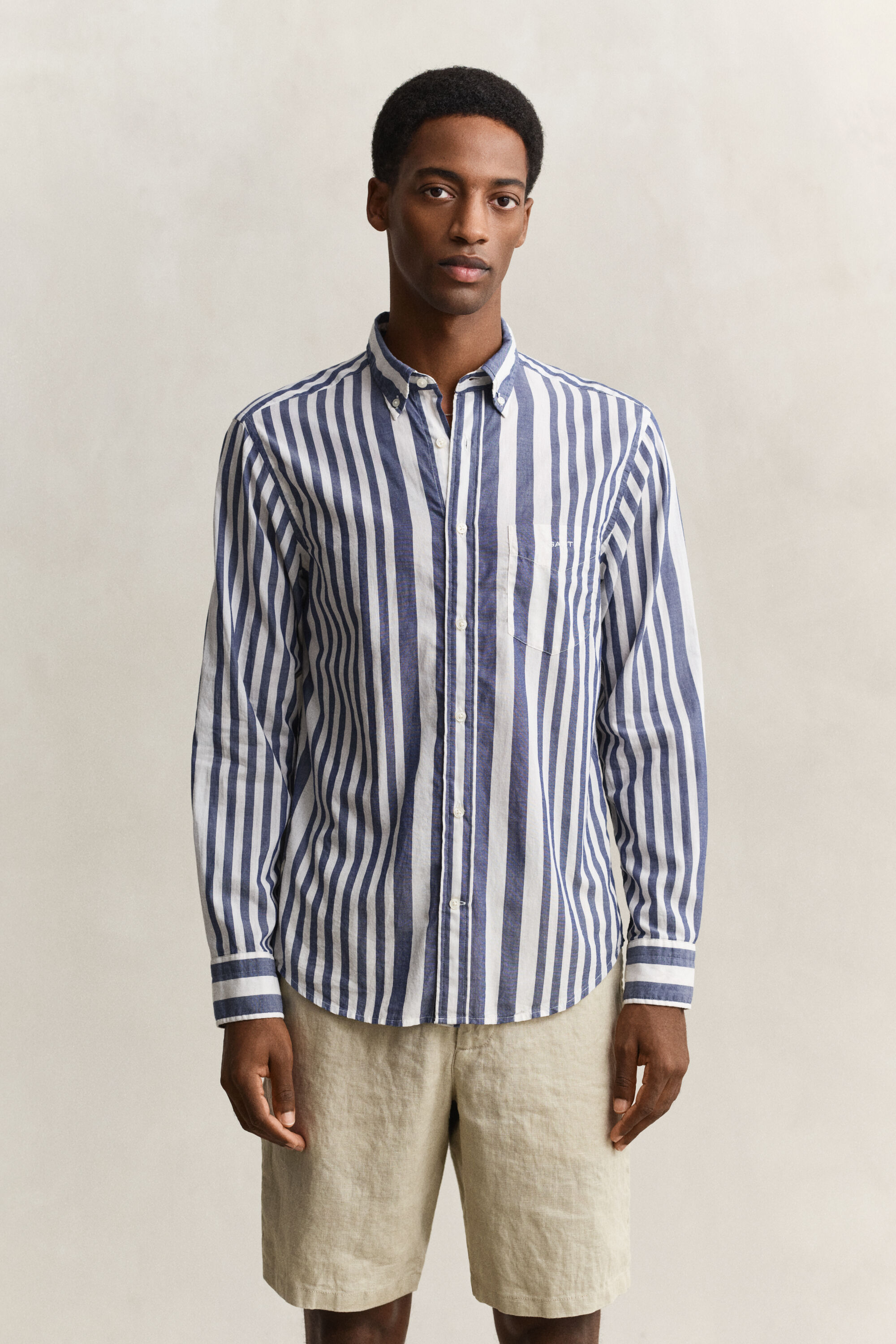 Camisa de gasa de algodón de rayas