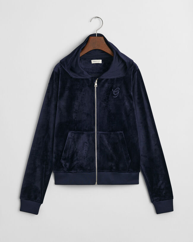 Sudadera con capucha y cremallera de velour Teen Girls