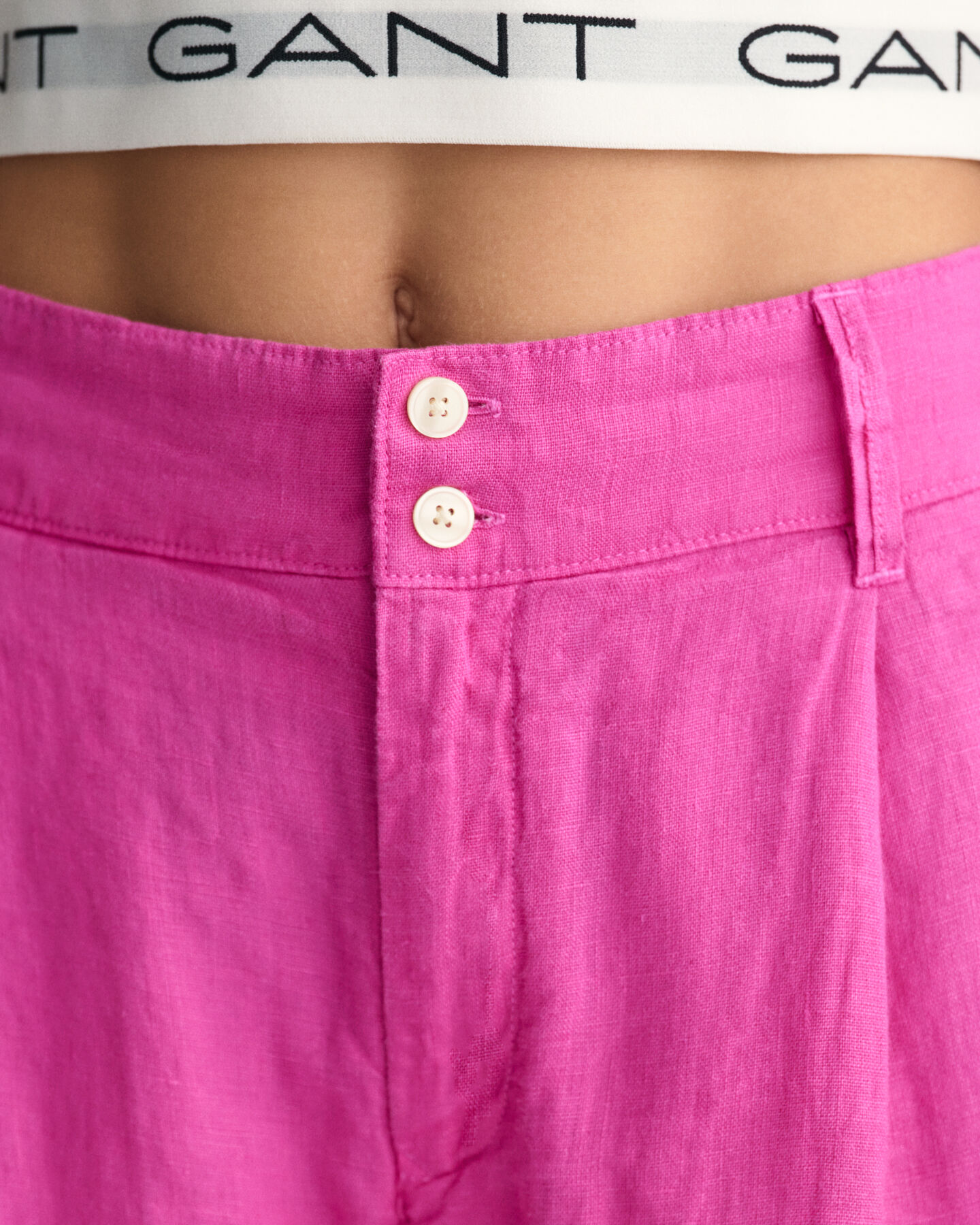 Pantalones de pinzas en lino con pernera ancha Teen Girls