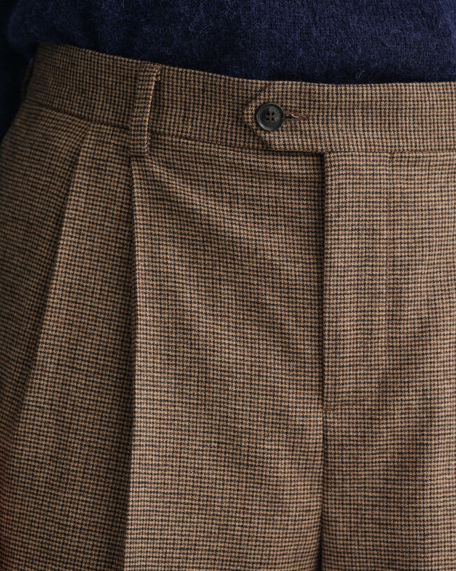 Pantalones de traje con estampado de pata de gallo