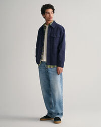 Camisa Regular Fit de popelina a cuadros de tama&ntilde;o medio