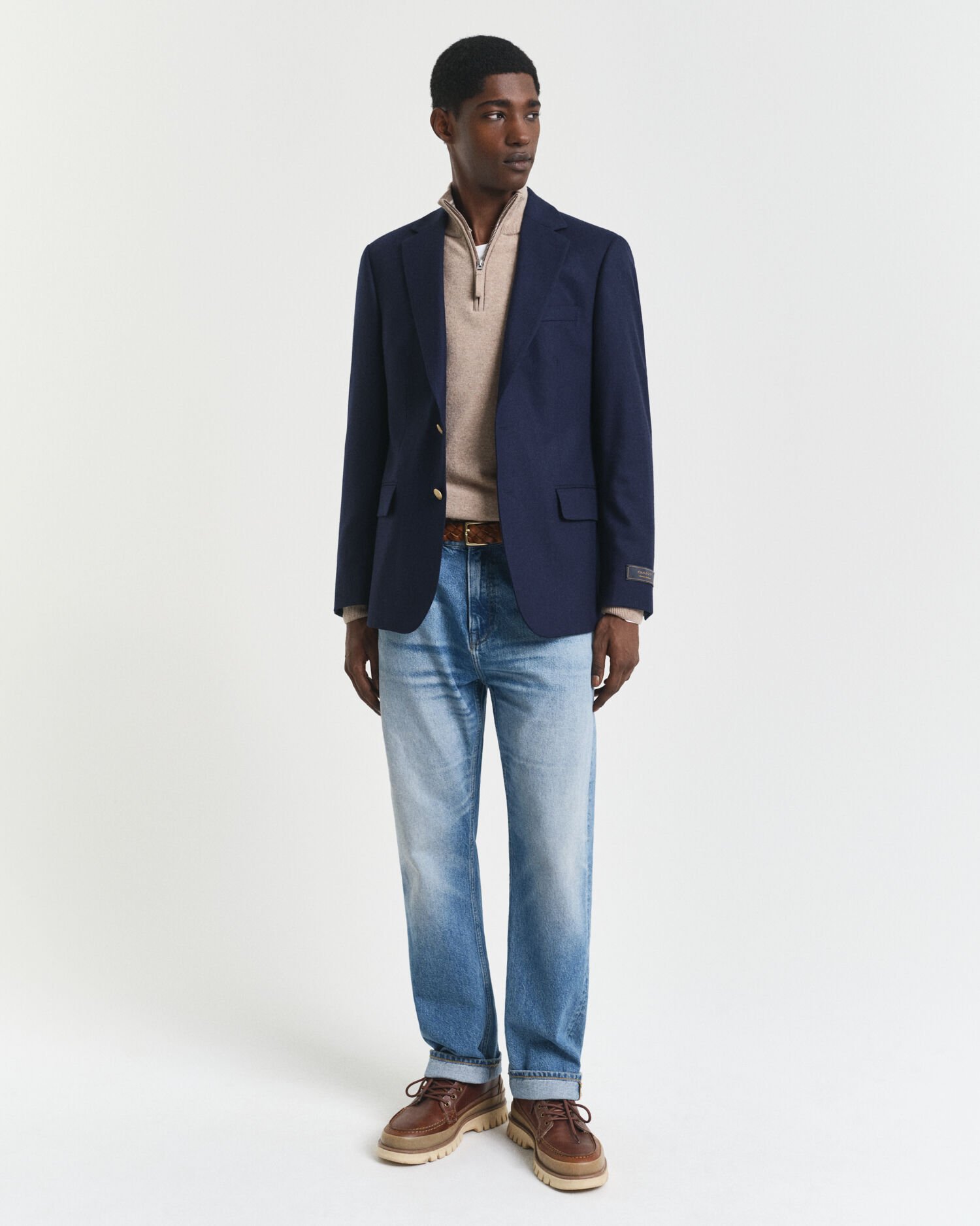 Jersey de lana de oveja muy fina con media cremallera